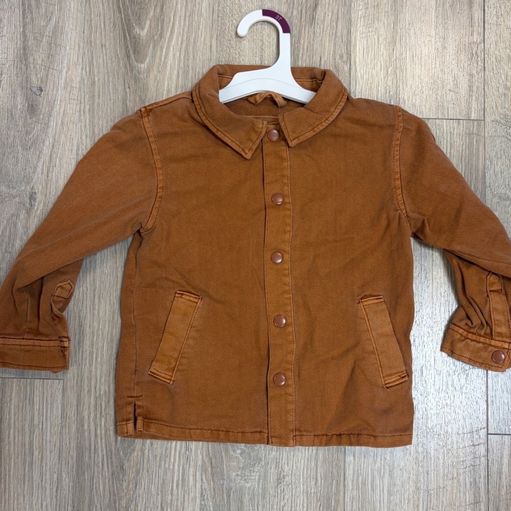 Cat & Jack Toddler Boys Ginger Brown Twill Chore Jacket Snap Front Size 3T NWT